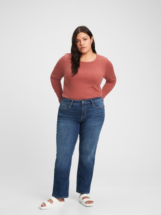Mid Rise Classic Straight Leg Jeans with Washwell | Gap Factory