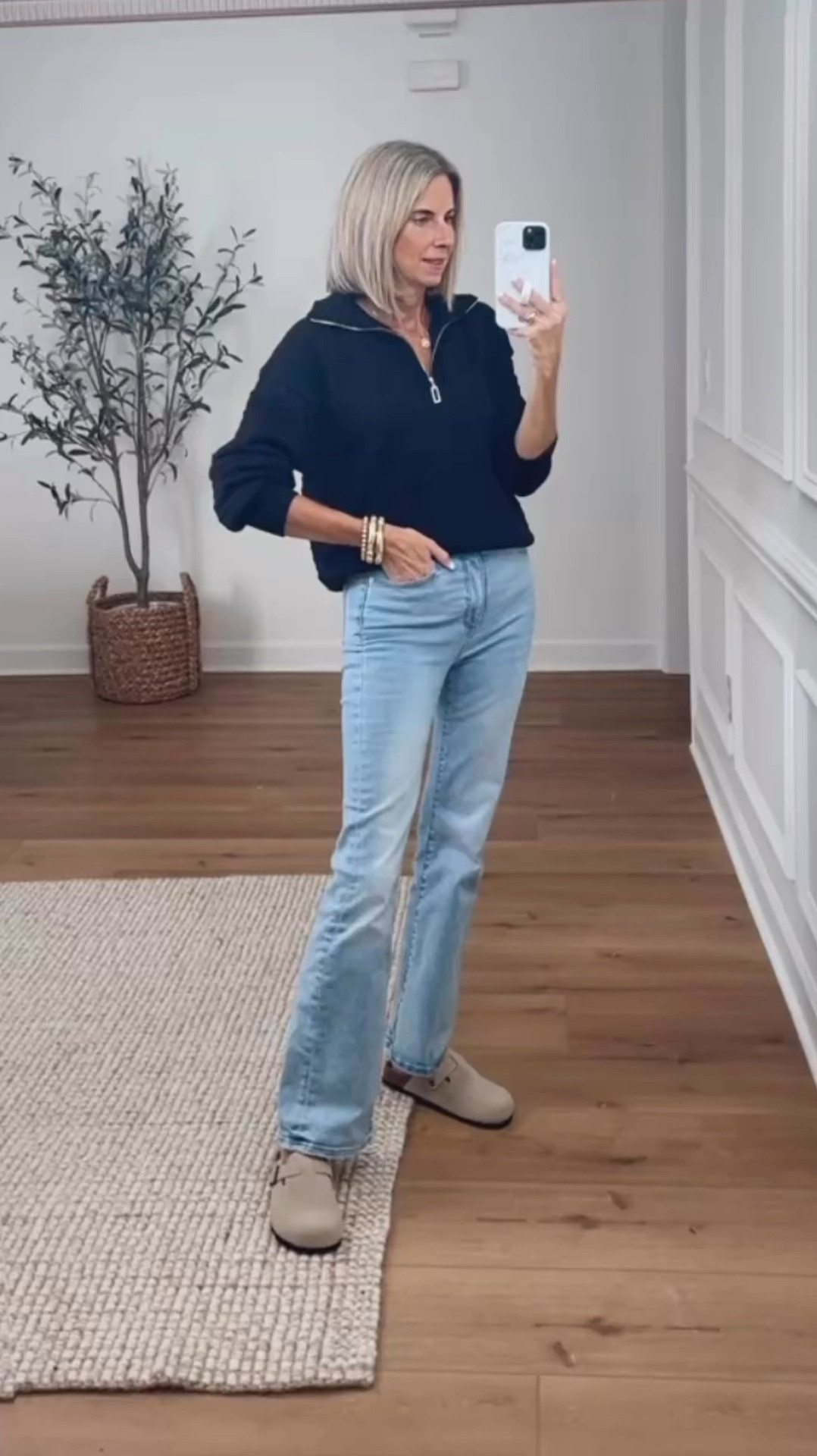 This Amazon half zip sweater will be a go to for me all fall and winter. Love the bubble sleeve and oversized fit. Wearing a small. Comes in other colors 

Light wash denim flare jeans wearing a 27. Amazon slip on clogs fit true to size 

Fall outfit ideas 
Amazon outfits 


#LTKVideo #LTKSaleAlert #LTKFindsUnder50