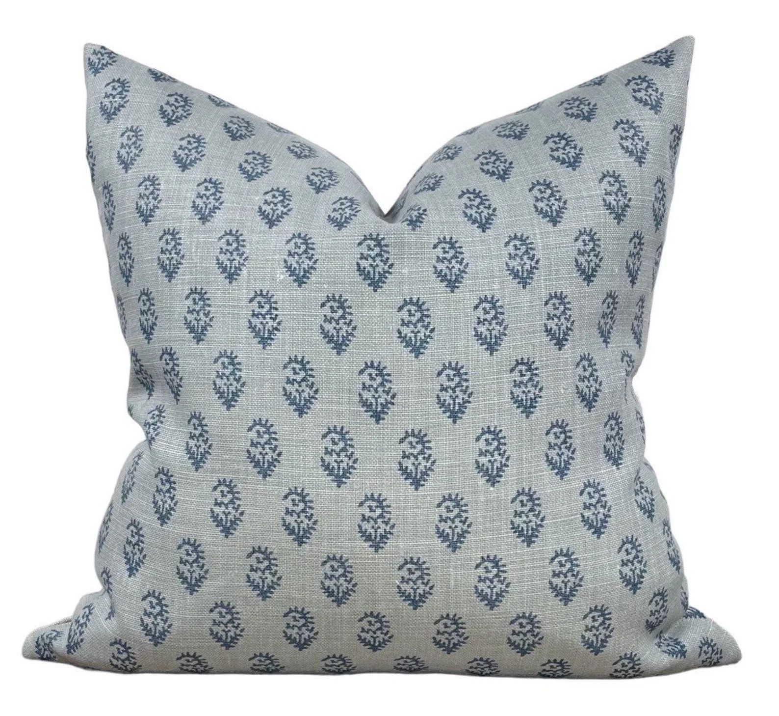 Peter Dunham Rajmata Pillow Cover in Mist Indigo  Decorative - Etsy | Etsy (US)