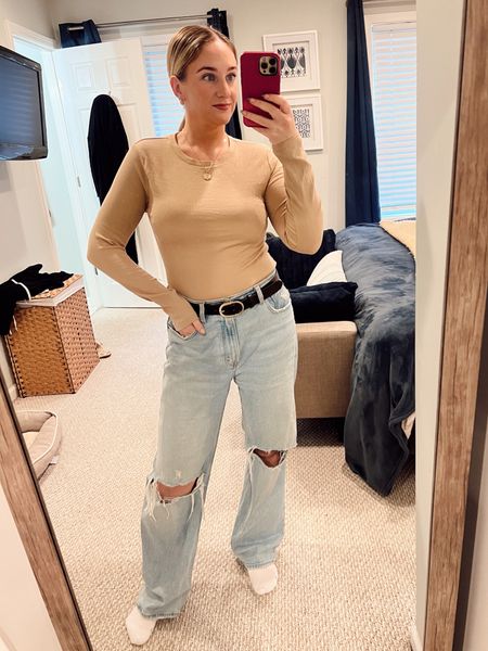  Casual outfit with high waisted Abercrombie jeans and my favorite target long sleeve shirt. I love this for layering and it almost feels like a bodysuit  
Winter outfit
Jeans
Target
Amazon 
Casual winter outfit


#LTKfindsunder50 #LTKsalealert #LTKstyletip