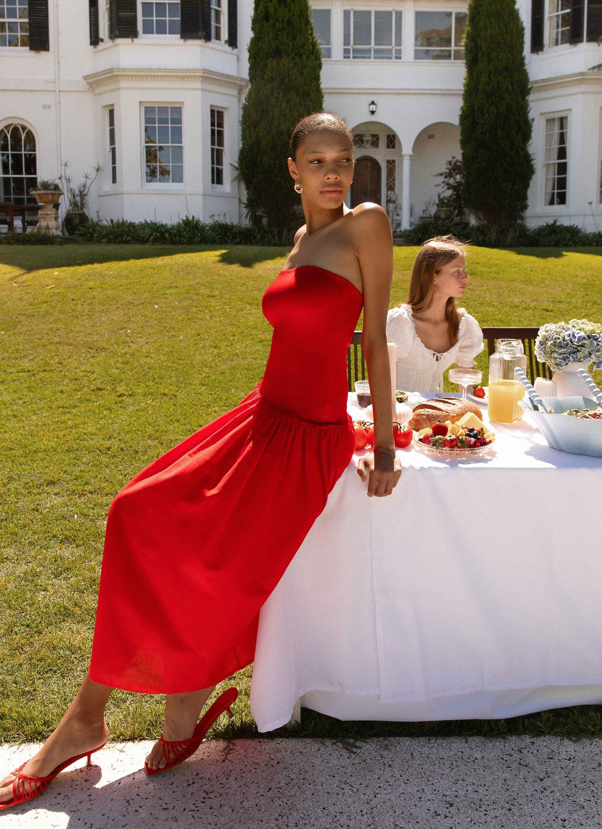 Domino Effect Midi Dress - Red | Peppermayo (Global)
