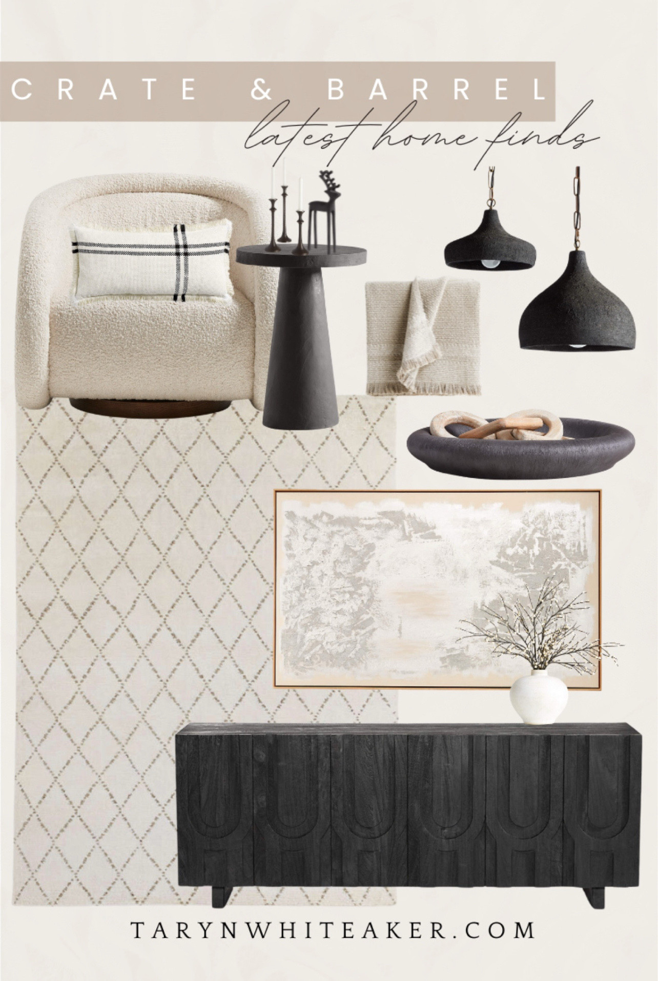 Crate and Barrel home decor finds. Modern home decor, neutral furniture, accent chairs, side tables, pendant lighting, area rugs, console tables, modern organic interior design, living room inspiration.

#LTKSeasonal #LTKHome #LTKmomlife