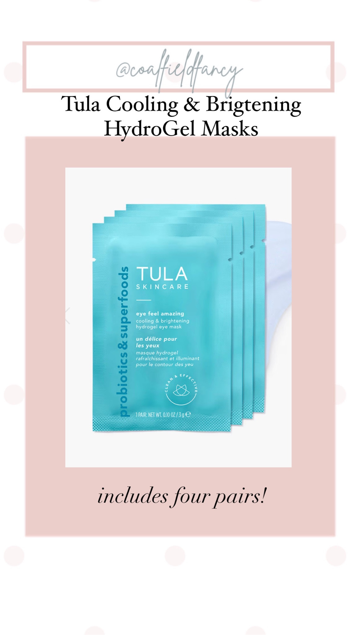 Tula under eye hydrogel patches
These feel amazing! 

#LTKHoliday #LTKbeauty #LTKGiftGuide