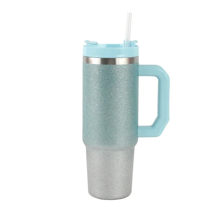 Cook with Color 30oz Stainless Steel Tumbler with Lid and Straw, Teal Ombre | Walmart (US)