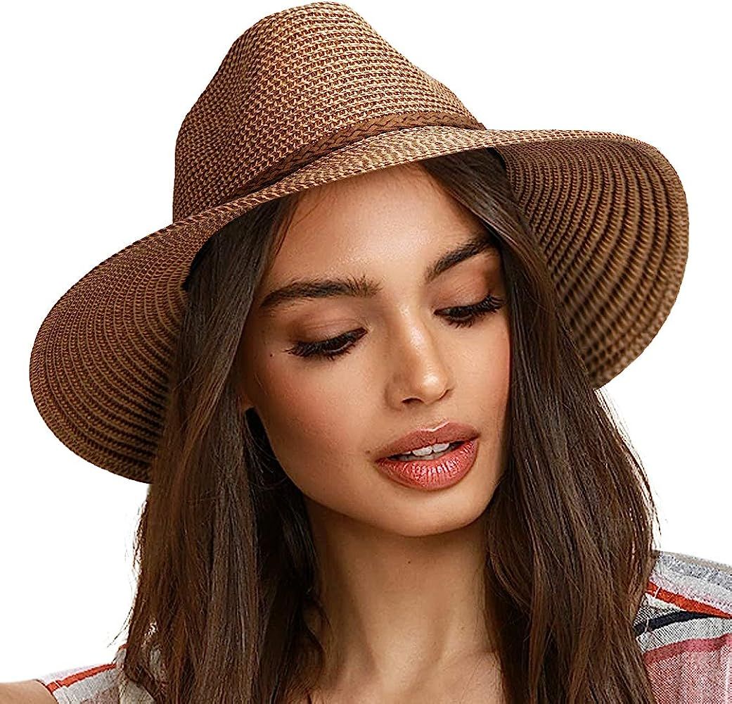 FURTALK Sun Hats for Women Summer Wide Brim UV UPF 50+ Panama Fedora Foldable Packable Straw Beac... | Amazon (US)
