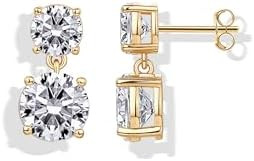 PAVOI 14K Gold Plated Cubic Zirconia Dangle Earrings for Women - Crystal Long Linear Bridal Drop ... | Amazon (US)