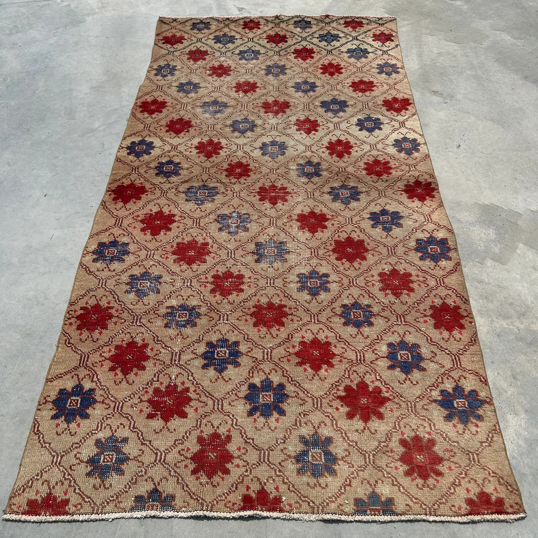 Turkish Rug, 4x8 Ft Area Rug, Vintage Rug, Flower Pattern Oushak Rugs, Rugs for Bedroom, 3.8x7.3 ... | Etsy (US)