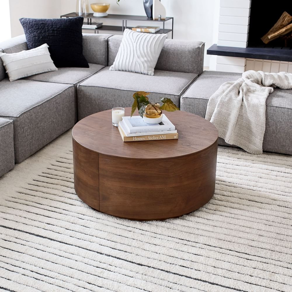 Volume Round Drum Coffee Table - Wood | West Elm (US)