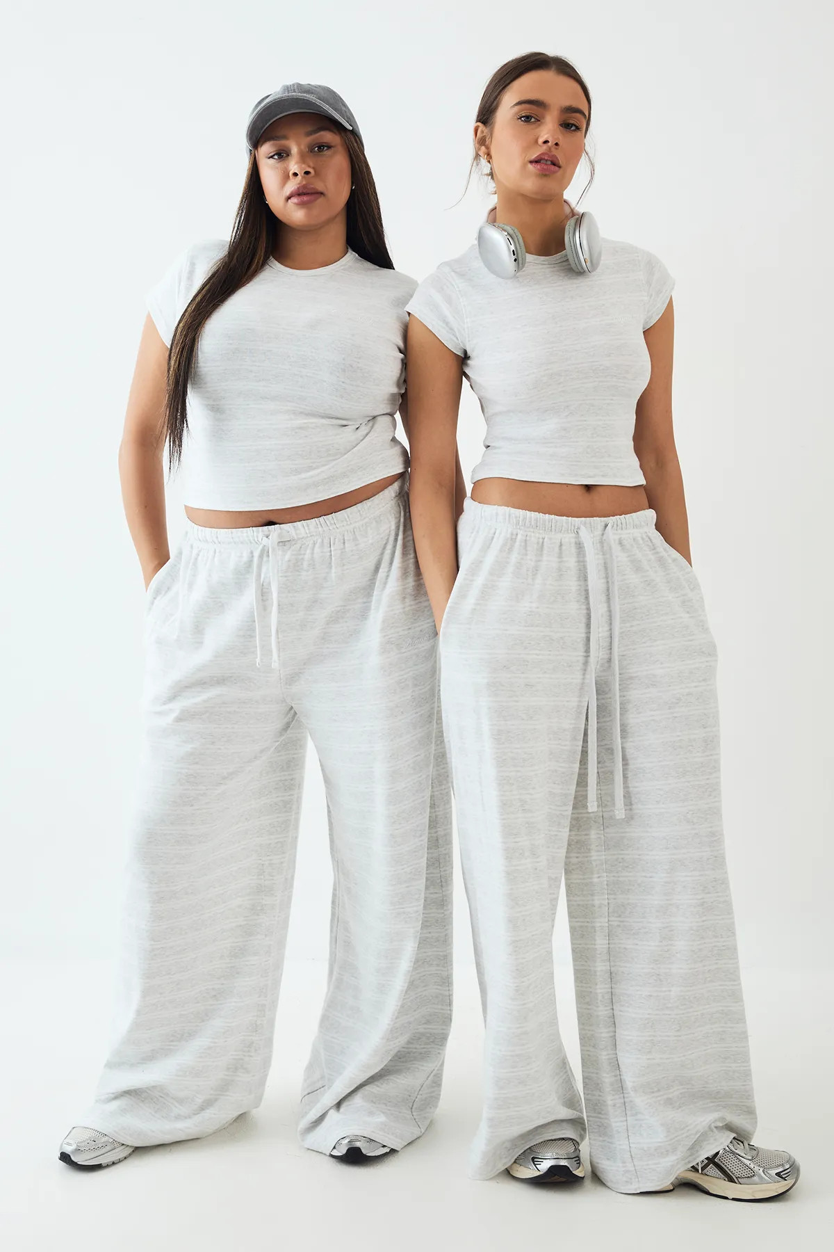 Ash Grey DSGN Studio Stripe Wide Leg Trouser | Boohoo | Boohoo.com (UK & IE)