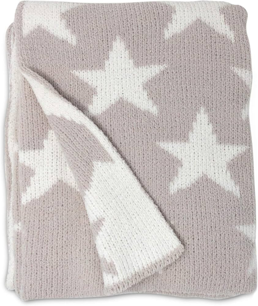 Amazon.com: Living Textiles Grey Stars Chenille Soft Baby Blanket Reversible Premium Cozy Fabric ... | Amazon (US)