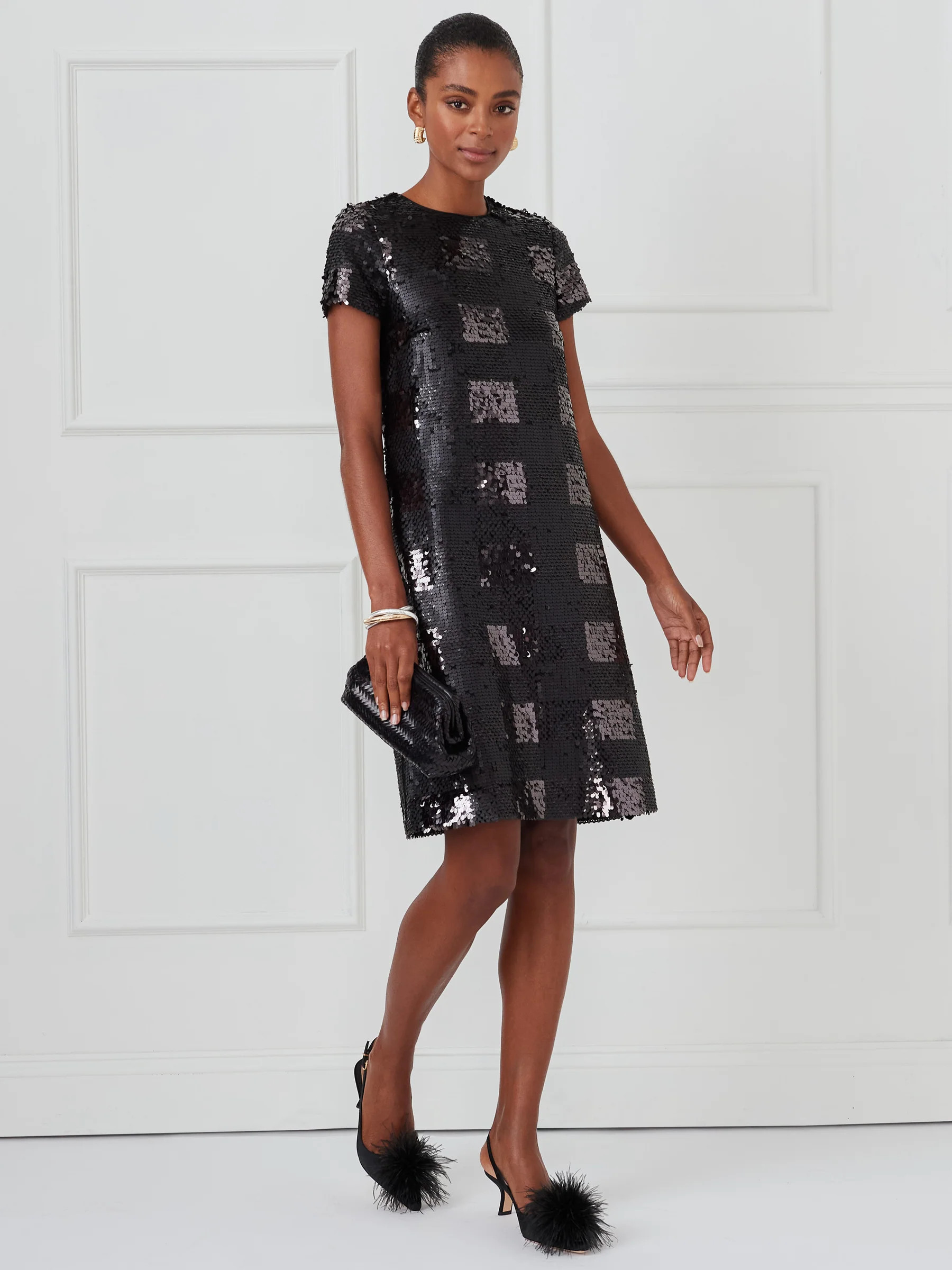Black Solid Therese Sequin Dress | Women's Dresses | J.McLaughlin | J.McLaughlin