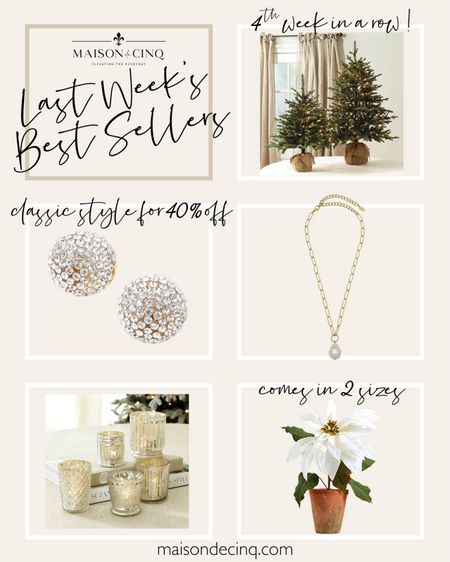 This week’s best sellers include gorgeous jewelry (for parties or gifts!), the best tabletop tree (4th week in a row!), my fave votives on sale and more!

#holidaydecor #christmasdecor #homedecor 

#LTKhome #LTKfindsunder50 #LTKHoliday