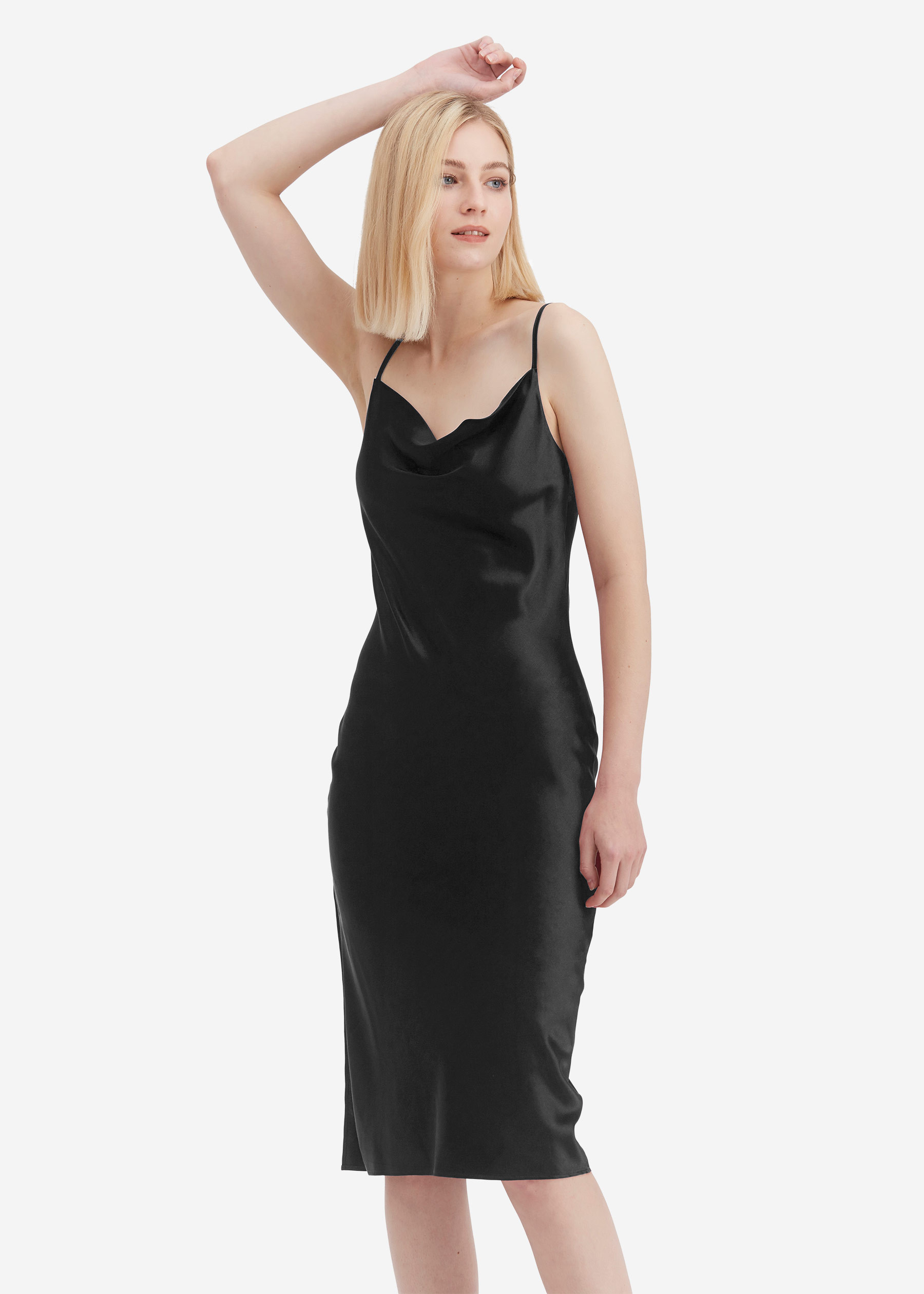 Elegant Alluring Cowl Neck Silk Dress | LilySilk