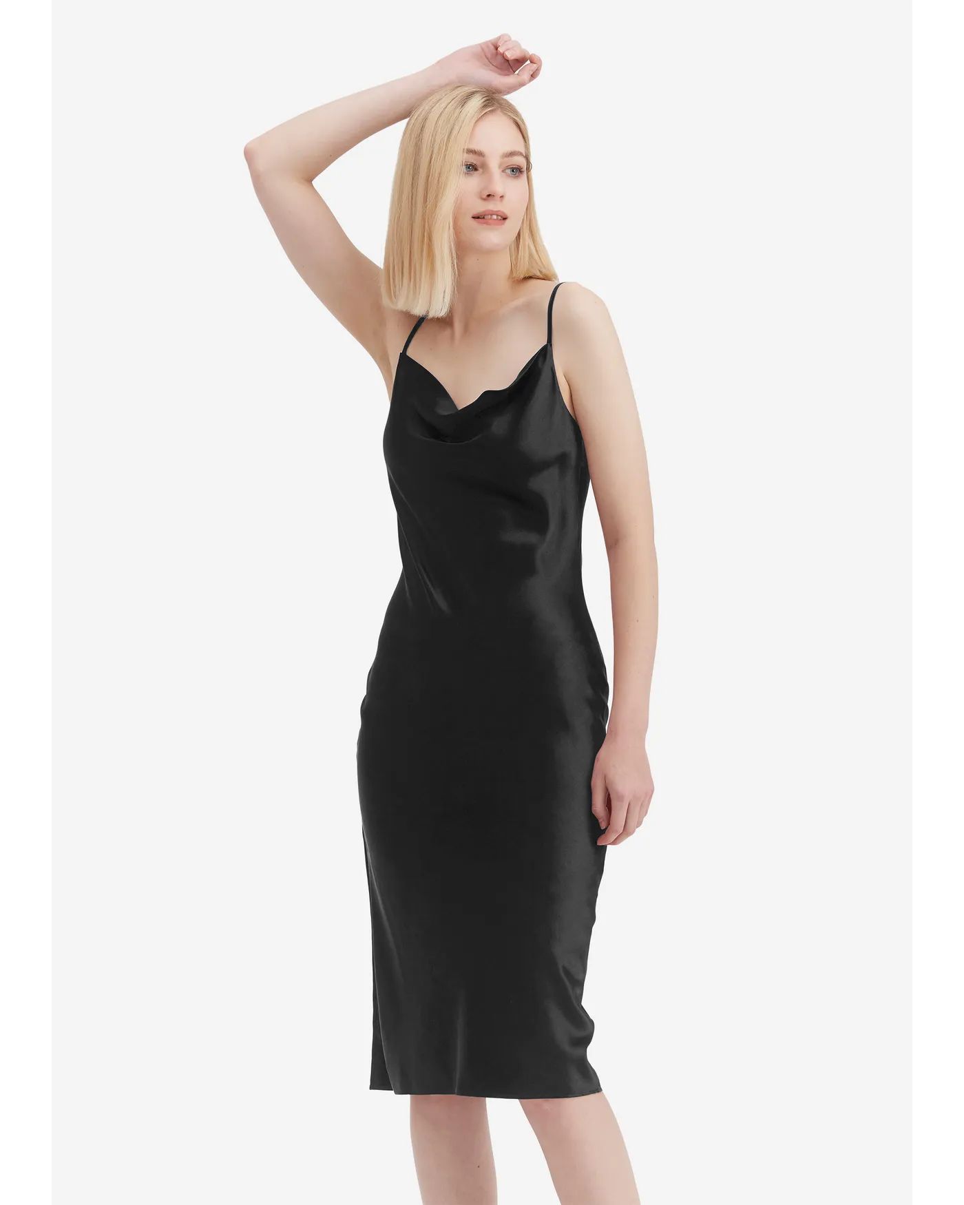 Elegant Alluring Cowl Neck Silk Dress | LilySilk