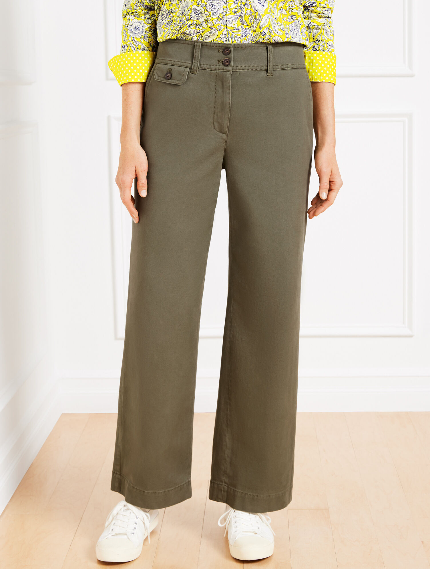 Twill Wide Leg Pants | Talbots
