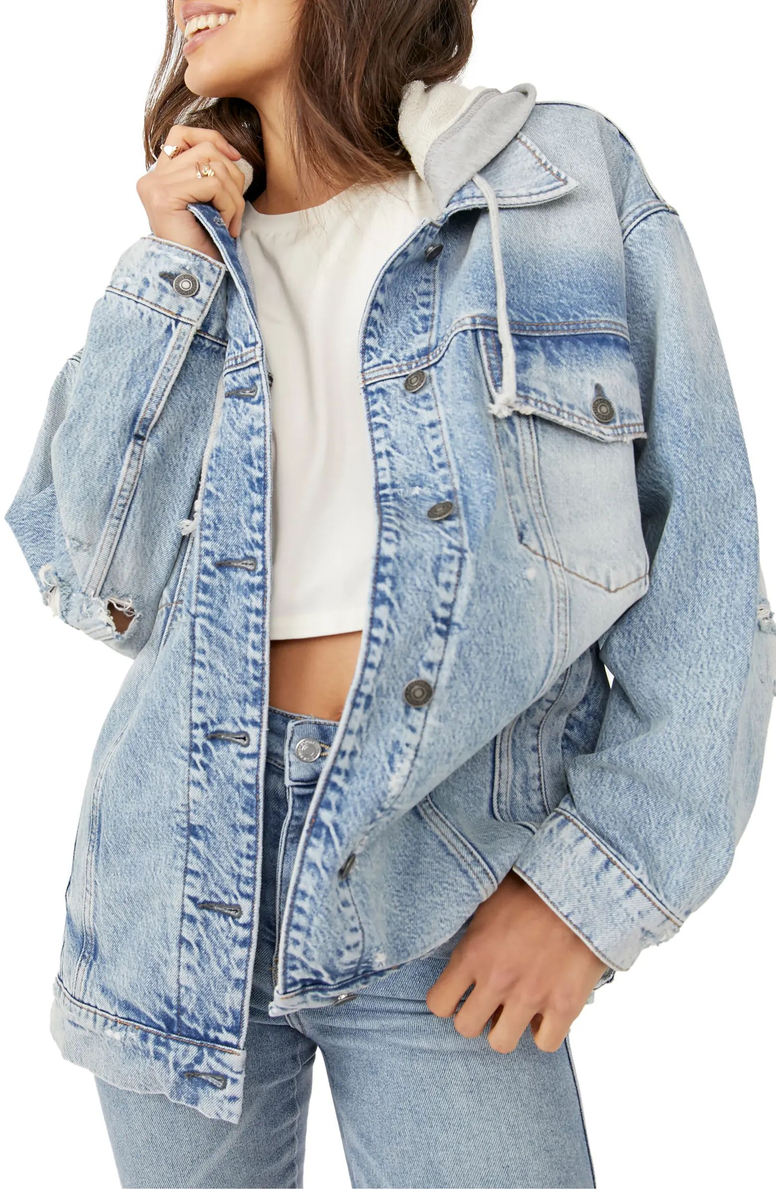 Free People Flawless Hooded Denim Jacket | Nordstrom | Nordstrom