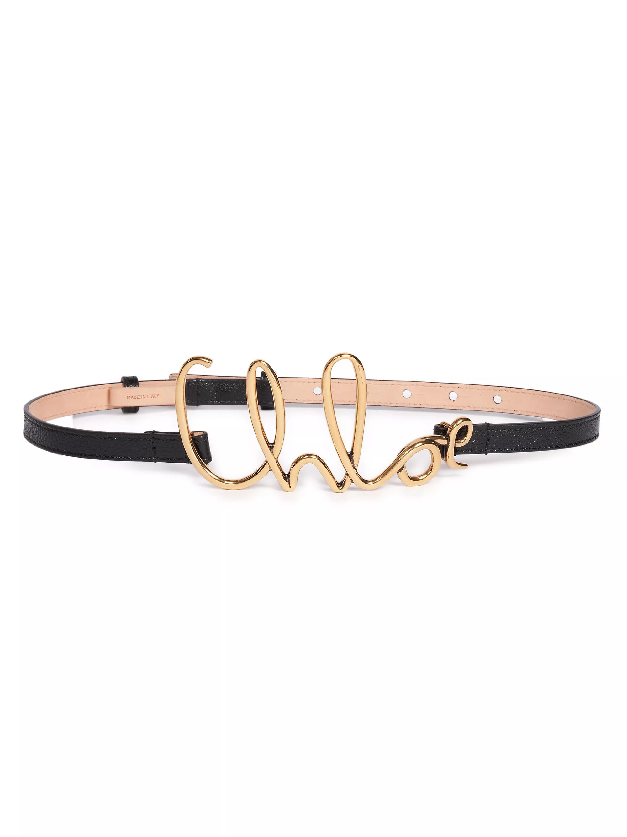 Cursive Logo Leather Belt | Saks Fifth Avenue