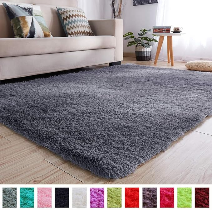 PAGISOFE Soft Kids Room Nursery Rug Bedroom Living Room Carpet 4' x 5.3',Gray | Amazon (US)