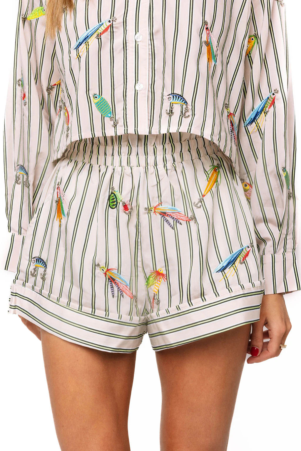 Striped Fishing Lure Cotton Short | Queen of Sparkles