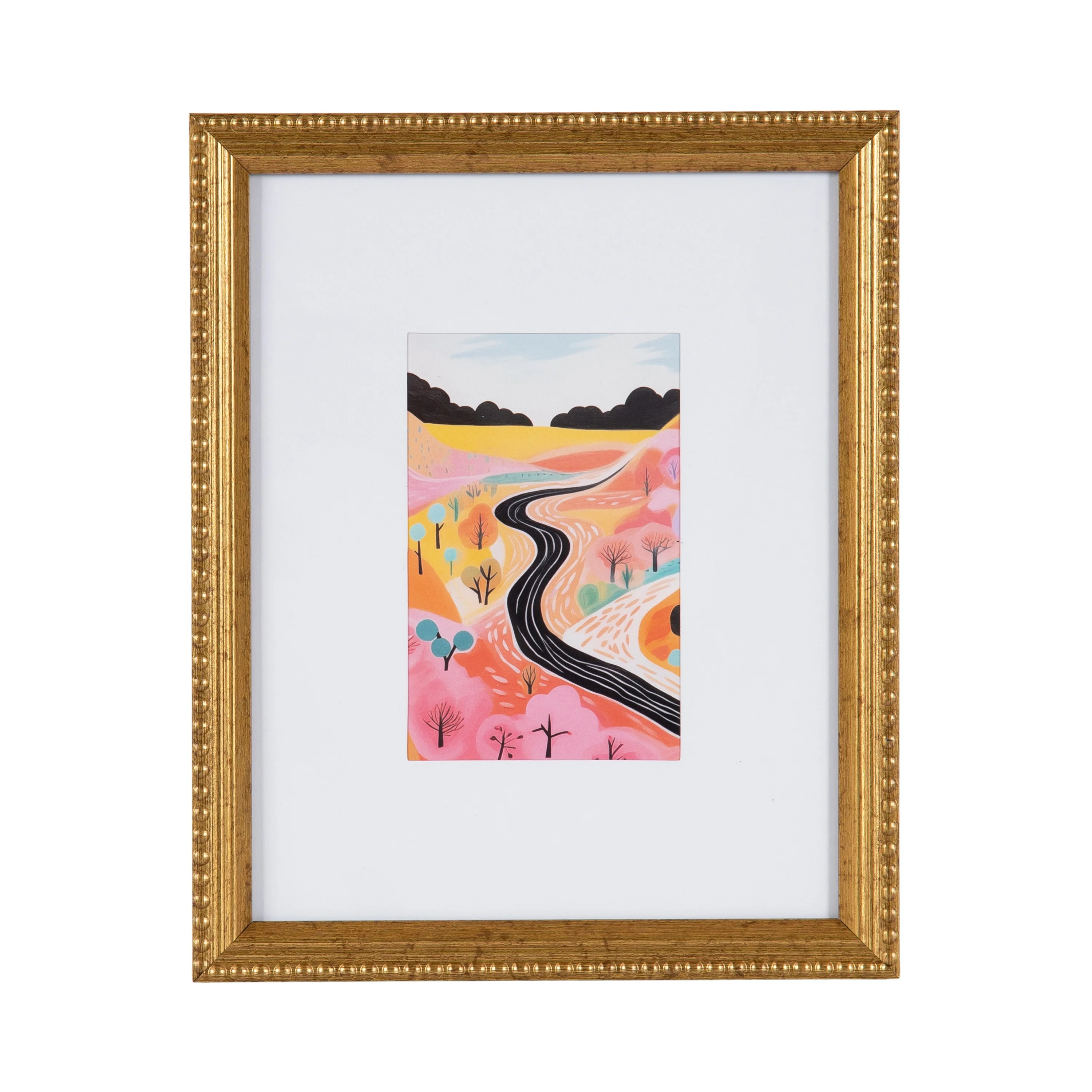 DesignOvation 8x10 Matted for 4x6 Beaded Gold Decorative Tabletop Picture Frame | Walmart (US)