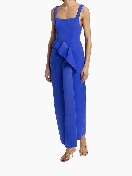 Blue Acler Tuthill ruffled scuba maxi dress | Poshmark