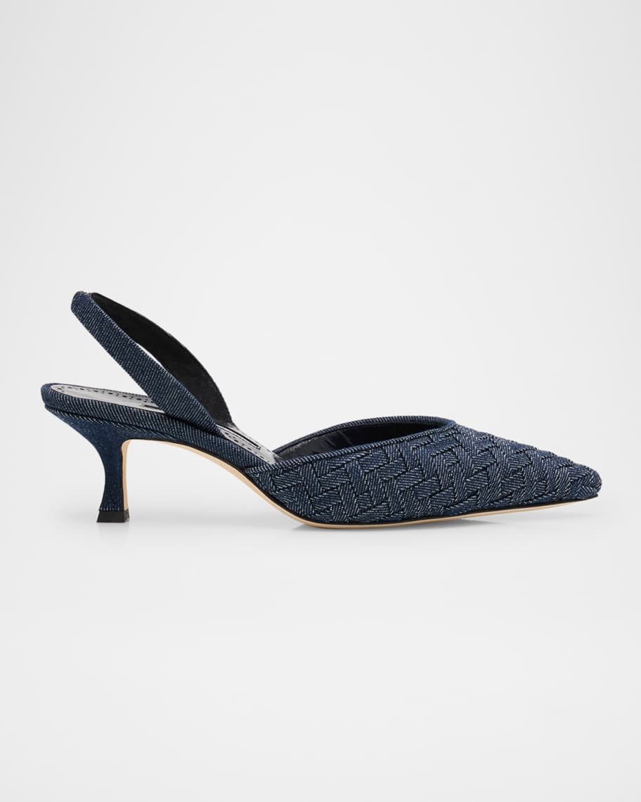 Manolo Blahnik Carolyne Chambray Slingback Pumps | Neiman Marcus