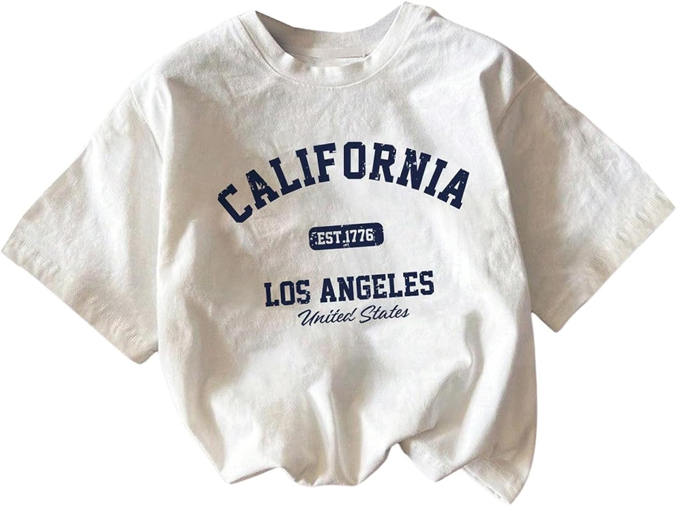 Women's Graphic Letter Tee Crew Neck Drop Shoulder Trendy Summer T Shirt Short Sleeve Vintage Car... | Amazon (US)