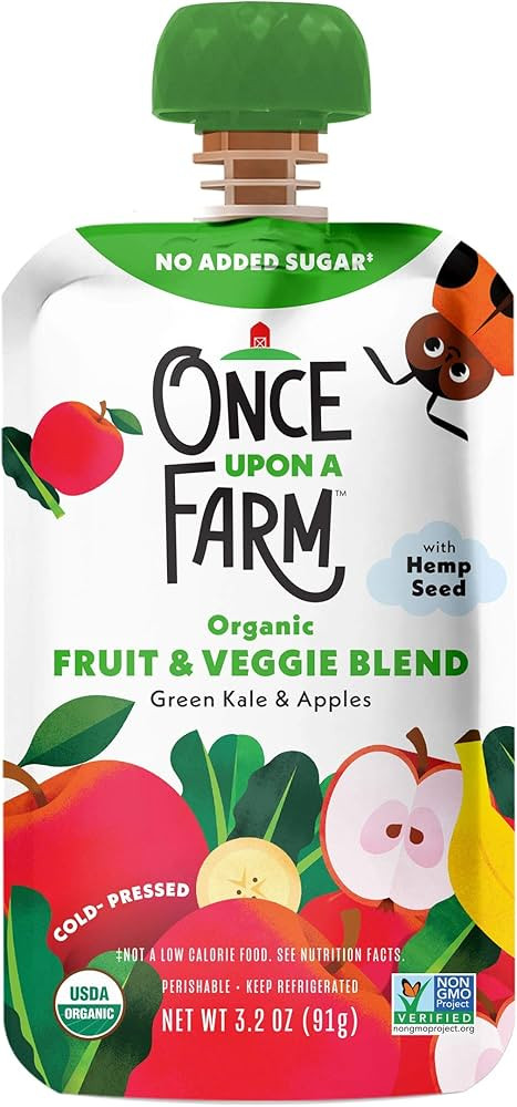 Once Upon A Farm, Organic Green Kale & Apples Pouch, 3.2 Ounce | Amazon (US)