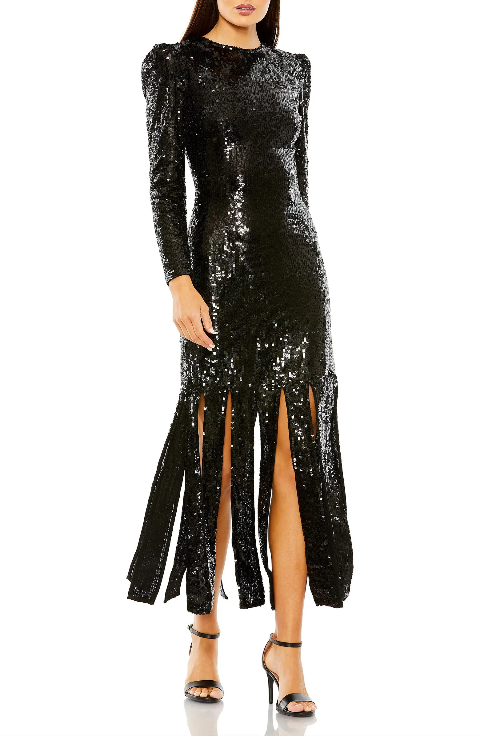 Mac Duggal Long Sleeve High Neck Carwash Panel Dress | Nordstrom | Nordstrom