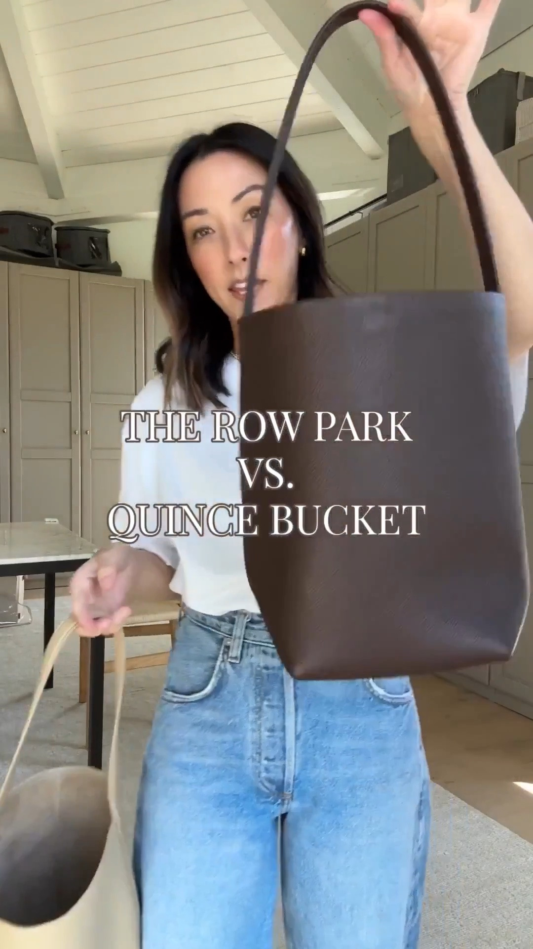 comparing the Quince bucket bag to the Row Park Medium size. Pebbled leather- very nice and stunning. Maybe slightly larger than the Park medium, but in a good way. Not overly large. Such a good find!!

#LTKPetite #LTKOver40 #LTKmomlife