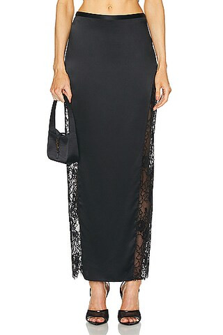 Silk And Lace Insert Maxi Skirt | FWRD 