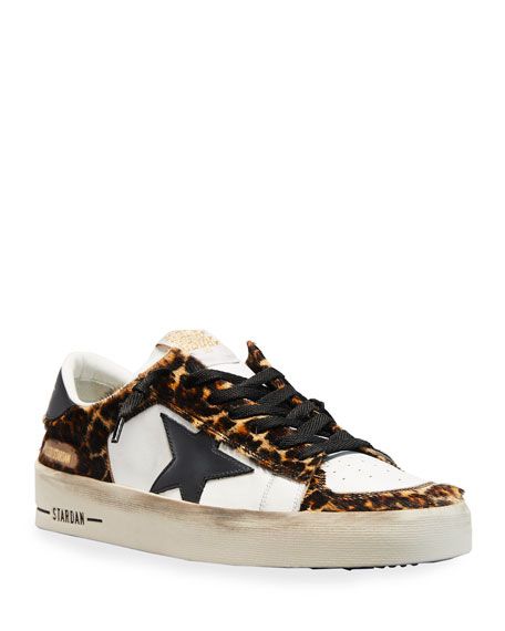 Golden Goose Stardan Leopard-Print Fur Sneakers | Neiman Marcus