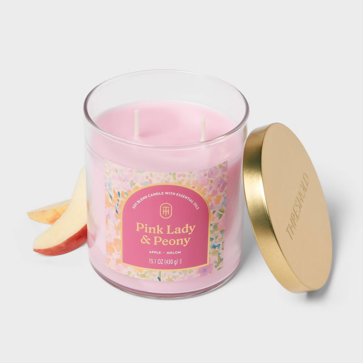 2-Wick Glass Jar Candle with Lid Pink Lady and Peony 15.1oz - Threshold™ | Target