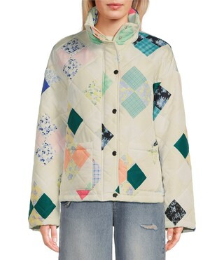 Printed Quilted Woven Patchwork Jacket | Dillard's