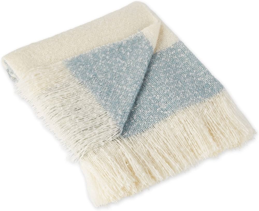 DII Coastal Acrylic Rugby Stripe Woven Throw, 50x60, Blue | Amazon (US)