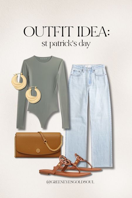 Outfit idea for St Patrick’s day! 💚
Green, green shirt, green blouse, green bodysuit, March, holiday, jeans, crossbody, gold hoops, gold earrings, Tory Burch sandals 

#LTKstyletip #LTKU #LTKfindsunder100