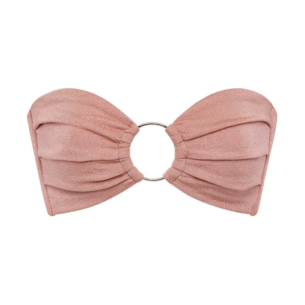 Prima Pink Sparkle Tori Ties Bandeau Bikini Top | Montce