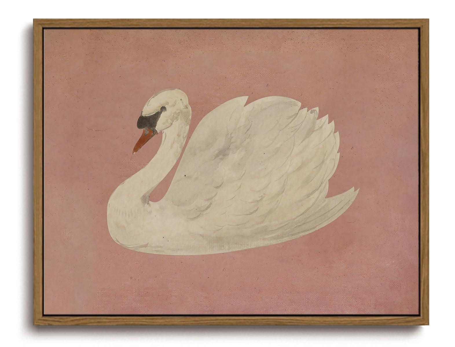 KISSFOX Framed Wall Art Vintage Wall Decor Pink Swan Pictures Retro Animal Canvas Art Rustic Aest... | Amazon (US)