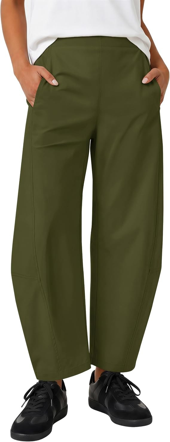 ZESICA Women's Barrel Travel Pants with Pockets | 2026 Trendy Baggy Hiking Golf Pant, Tapered Leg... | Amazon (US)