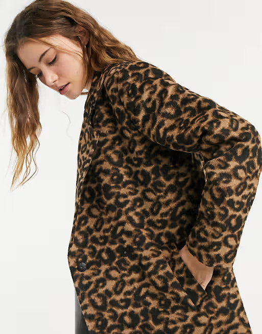 Wednesday's Girl tailored coat in leopard print | ASOS (Global)