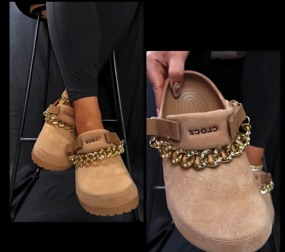 Viral vegan suede Croc clogs with gold chain accessory 


#LTKTall #LTKPlusSize #LTKMidsize