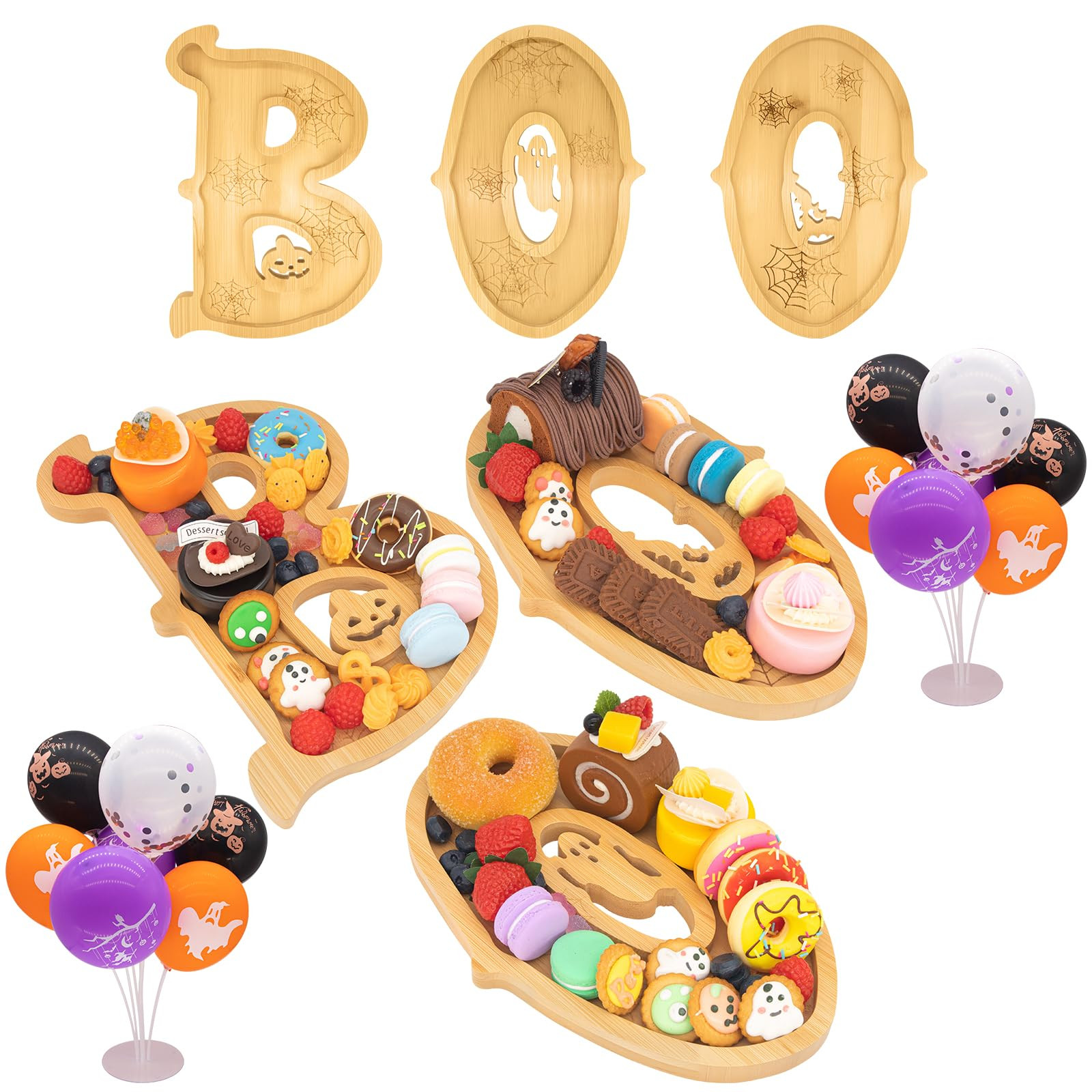 3PCS Wooden Halloween Decorations Letters Charcuterie Board Box-(with 14 Balloons) BOO Charcuteri... | Amazon (US)