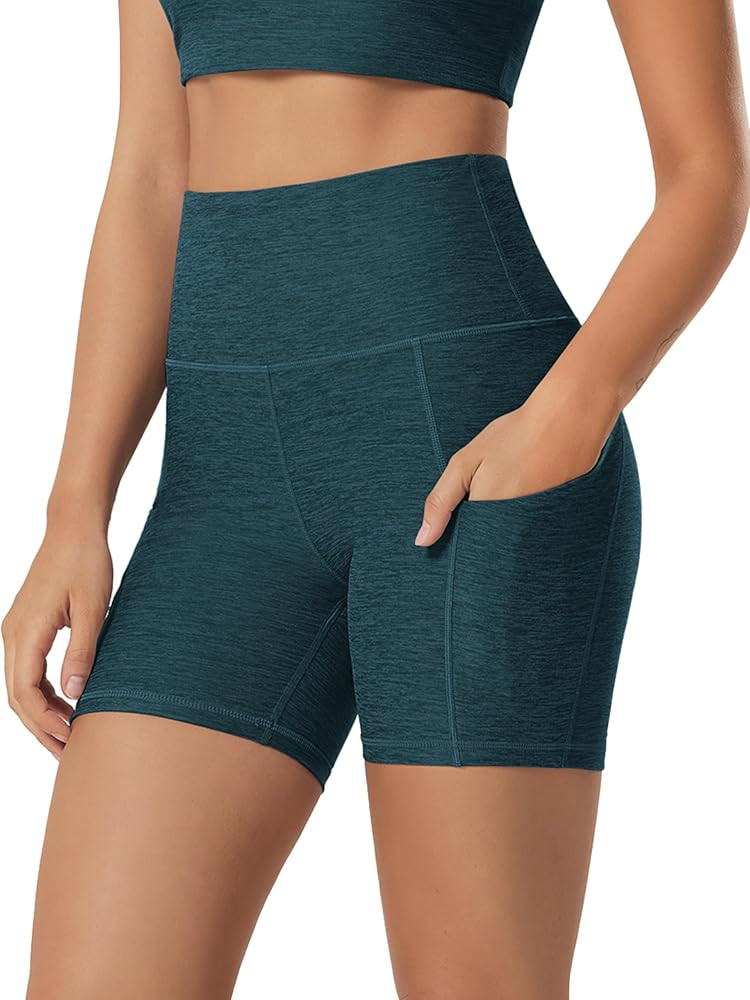 ODODOS 8" Tummy Control Biker Shorts for Women with Pockets High Waist Running Workout Athletic Y... | Amazon (US)