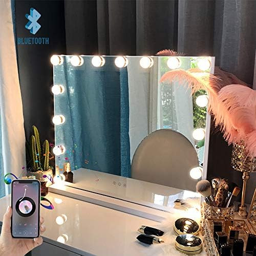 FENCHILIN Large Vanity Mirror with Lights and Blutooth Speaker, Hollywood Lighted Makeup Mirror w... | Amazon (US)