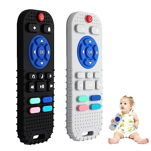Hooku 2 Pack Silicone Teething Toys for Babies 0-6 Months, Teethers for Babies 6-12 Months, Remote Teether for Baby, Sensory Toys for Babies, Baby Chew Toys | Amazon (US)