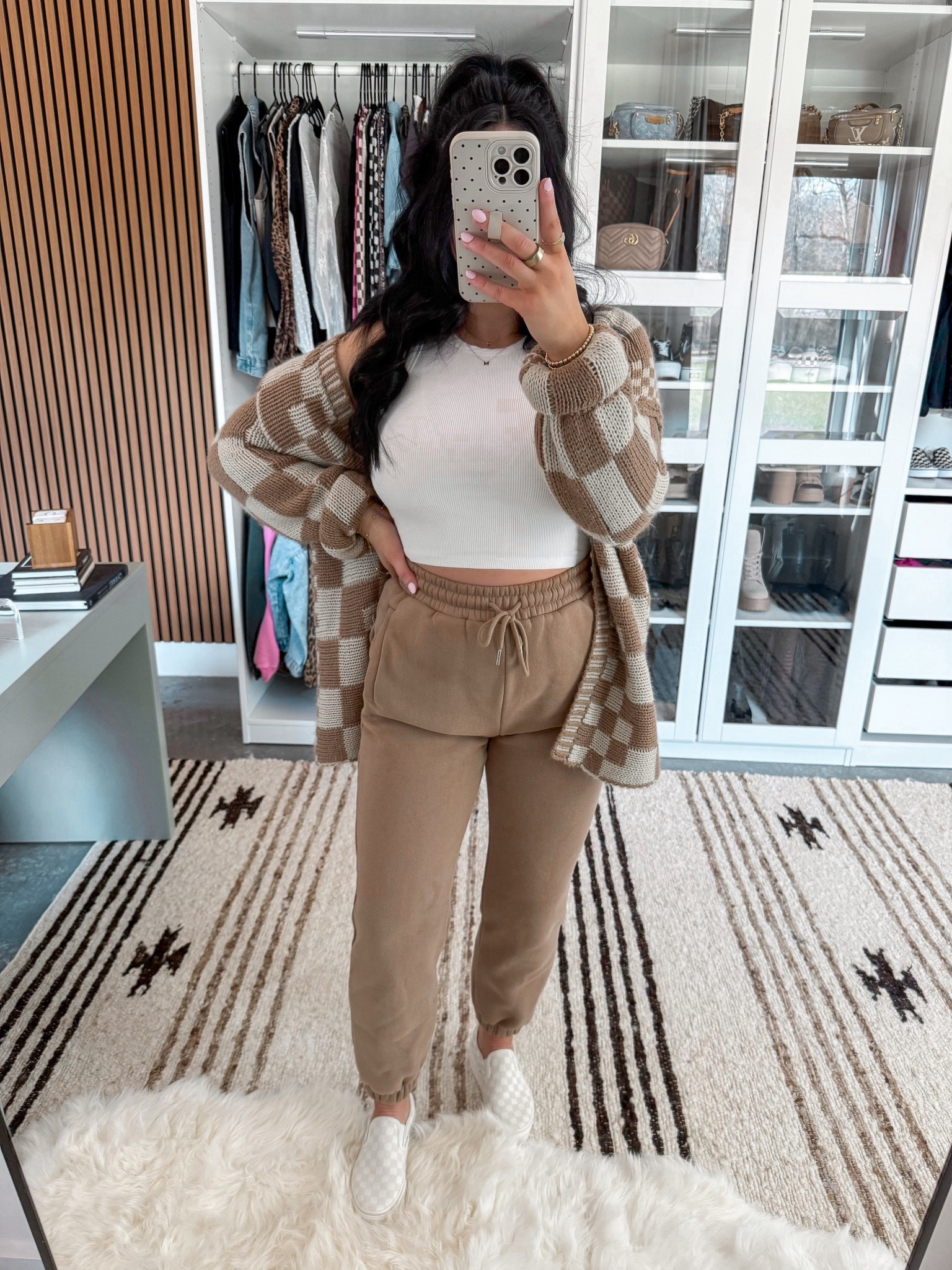 Tank Top - xs
Bralette - medium
Cardigan - medium (coffee color)
Sweatpants - small (dark khaki color - part of a set)

Love a good neutral comfy outfit! These sweatpants are amazing (I have this set in multiple colors!) Paired them with this basic white tank & oversized checkered cardigan for the comfiest bump friendly outfit, & finished the look with my platform checkered vans!



#LTKootd #LTKBump