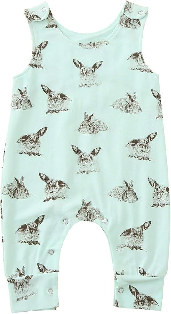 Easter Girls Boys Onesies Romper Bodysui,Infant Neutral Baby Sleeveless Easter Cartoon Rabbit Pri... | Amazon (US)