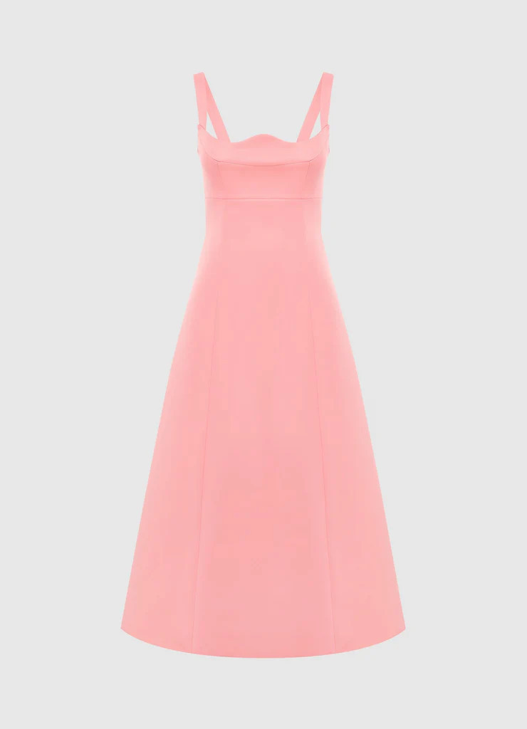 Odette Midi Dress - Strawberry Pink | LEO LIN