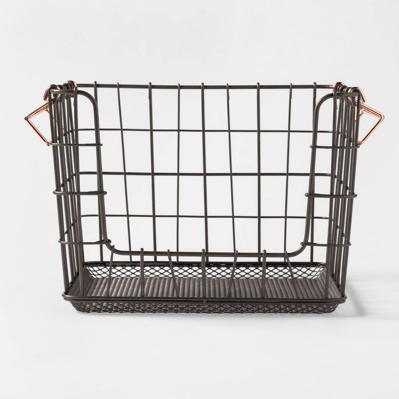 Wire Stackable Basket with Copper Handle Pewter - Threshold&#8482; | Target
