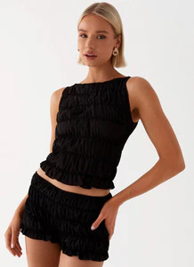 Messina Ruched Tank Top - Black | Peppermayo (Global)